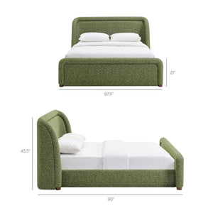 Modway Furniture Tasmin Modway King Platform Bed Looped Weave Upholstered Rounded Headboard Modern Green MOD-7381-OLI