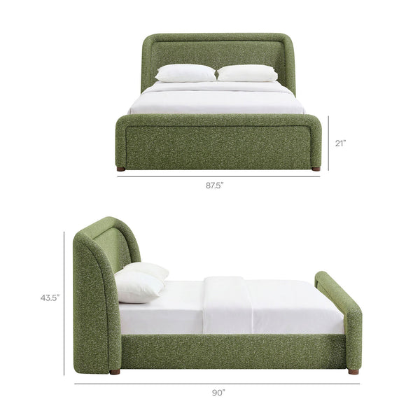 Modway Furniture Tasmin Modway King Platform Bed Looped Weave Upholstered Rounded Headboard Modern Green MOD-7381-OLI