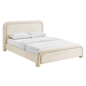 Modway Furniture Beck Queen Velvet Platform Bed Rounded Headboard Low Profile Floating Frame Brown - ALA MOD-7382-ALA