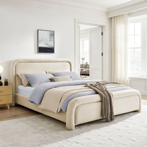 Modway Furniture Beck Queen Velvet Platform Bed Rounded Headboard Low Profile Floating Frame Brown - ALA MOD-7382-ALA