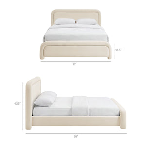 Modway Furniture Beck Queen Velvet Platform Bed Rounded Headboard Low Profile Floating Frame Brown - ALA MOD-7382-ALA