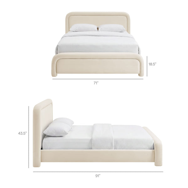 Modway Furniture Beck Queen Velvet Platform Bed Rounded Headboard Low Profile Floating Frame Brown - ALA MOD-7382-ALA
