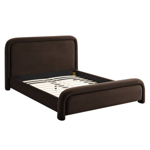 Modway Furniture Beck Queen Velvet Platform Bed Rounded Headboard Low Profile Floating Frame Brown - CHB MOD-7382-CHB