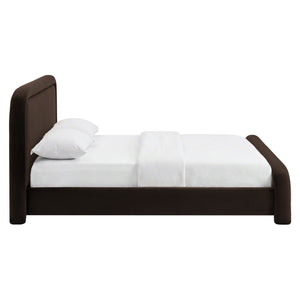 Modway Furniture Beck Queen Velvet Platform Bed Rounded Headboard Low Profile Floating Frame Brown - CHB MOD-7382-CHB