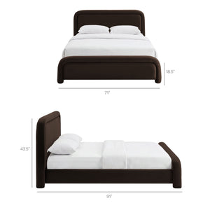 Modway Furniture Beck Queen Velvet Platform Bed Rounded Headboard Low Profile Floating Frame Brown - CHB MOD-7382-CHB
