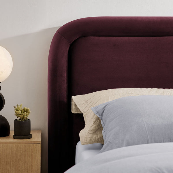 Modway Furniture Beck Queen Velvet Platform Bed Rounded Headboard Low Profile Floating Frame Purple MOD-7382-MUL