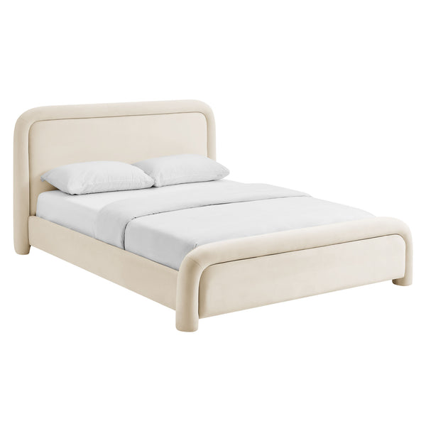 Modway Furniture Beck Modway Performance Velvet King Bed Rounded Headboard Contemporary Bedroom Frame Alabaster MOD-7383-ALA