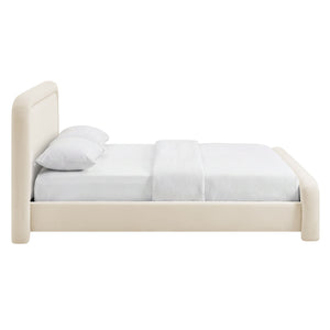 Modway Furniture Beck Modway Performance Velvet King Bed Rounded Headboard Contemporary Bedroom Frame Alabaster MOD-7383-ALA