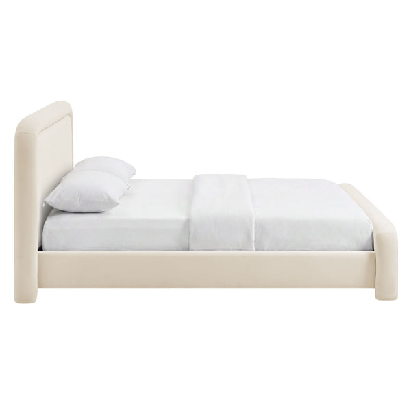 Modway Furniture Beck Modway Performance Velvet King Bed Rounded Headboard Contemporary Bedroom Frame Alabaster MOD-7383-ALA