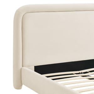 Modway Furniture Beck Modway Performance Velvet King Bed Rounded Headboard Contemporary Bedroom Frame Alabaster MOD-7383-ALA