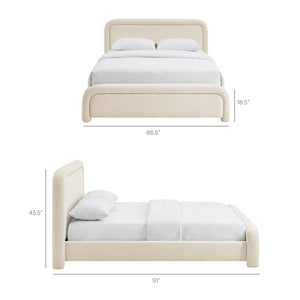 Modway Furniture Beck Modway Performance Velvet King Bed Rounded Headboard Contemporary Bedroom Frame Alabaster MOD-7383-ALA