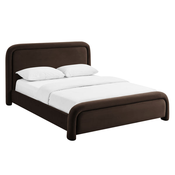 Modway Furniture Beck Modway Performance Velvet King Bed Rounded Headboard Contemporary Bedroom Frame Chocolate Brown MOD-7383-CHB