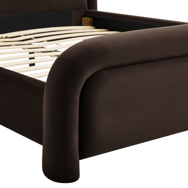 Modway Furniture Beck Modway Performance Velvet King Bed Rounded Headboard Contemporary Bedroom Frame Chocolate Brown MOD-7383-CHB