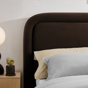 Modway Furniture Beck Modway Performance Velvet King Bed Rounded Headboard Contemporary Bedroom Frame Chocolate Brown MOD-7383-CHB