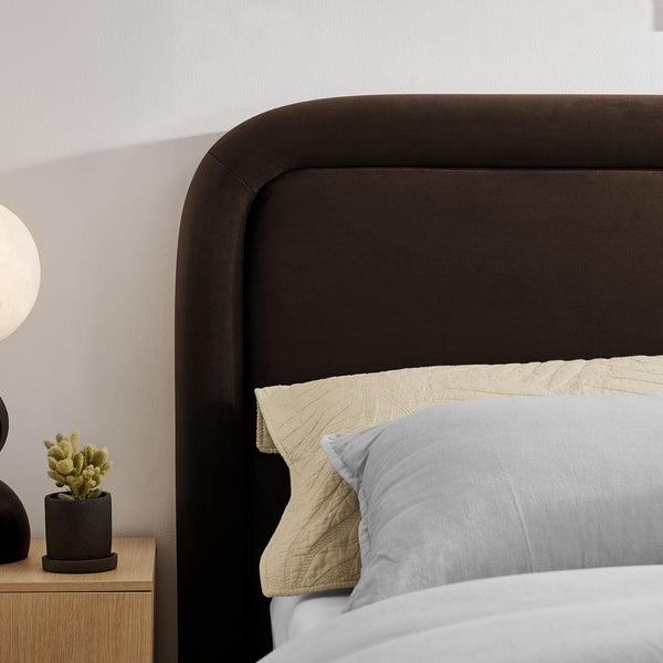 Modway Furniture Beck Modway Performance Velvet King Bed Rounded Headboard Contemporary Bedroom Frame Chocolate Brown MOD-7383-CHB