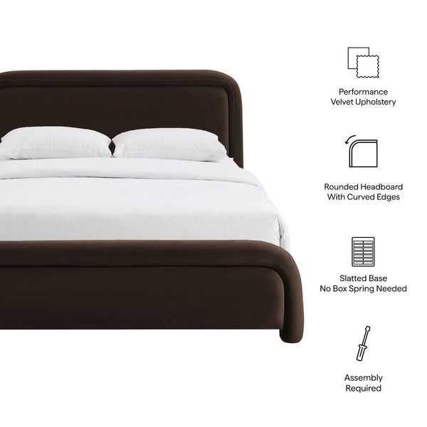 Modway Furniture Beck Modway Performance Velvet King Bed Rounded Headboard Contemporary Bedroom Frame Chocolate Brown MOD-7383-CHB