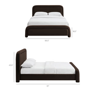 Modway Furniture Beck Modway Performance Velvet King Bed Rounded Headboard Contemporary Bedroom Frame Chocolate Brown MOD-7383-CHB