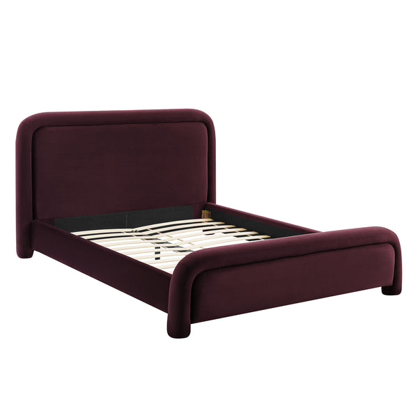 Modway Furniture Beck Modway Performance Velvet King Bed Rounded Headboard Contemporary Bedroom Frame Mulberry MOD-7383-MUL