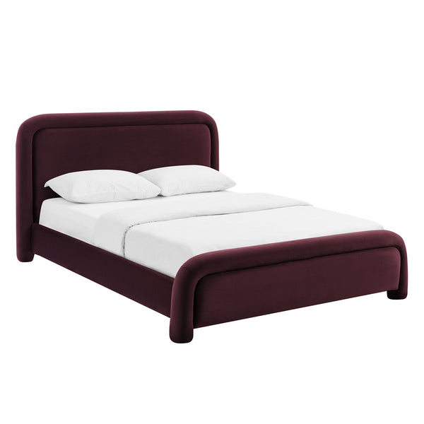 Modway Furniture Beck Modway Performance Velvet King Bed Rounded Headboard Contemporary Bedroom Frame Mulberry MOD-7383-MUL