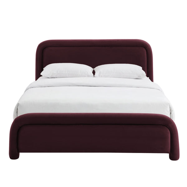 Modway Furniture Beck Modway Performance Velvet King Bed Rounded Headboard Contemporary Bedroom Frame Mulberry MOD-7383-MUL
