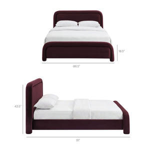 Modway Furniture Beck Modway Performance Velvet King Bed Rounded Headboard Contemporary Bedroom Frame Mulberry MOD-7383-MUL