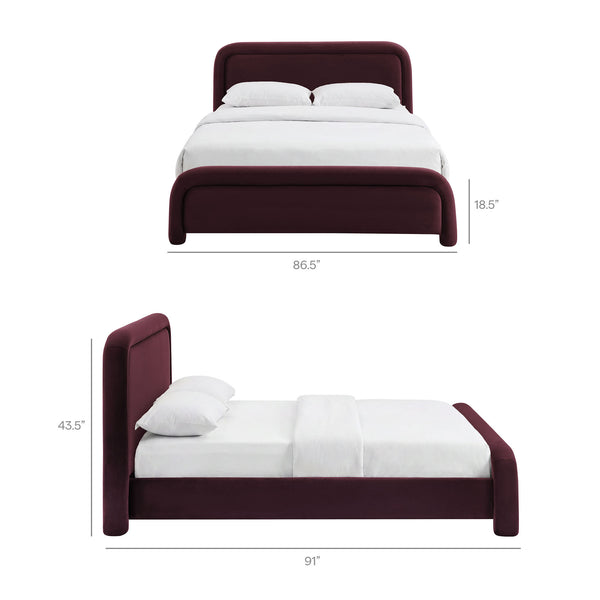Modway Furniture Beck Modway Performance Velvet King Bed Rounded Headboard Contemporary Bedroom Frame Mulberry MOD-7383-MUL