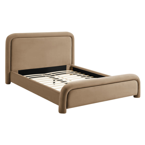 Modway Furniture Beck Modway Performance Velvet King Bed Rounded Headboard Contemporary Bedroom Frame Taupe MOD-7383-TAU