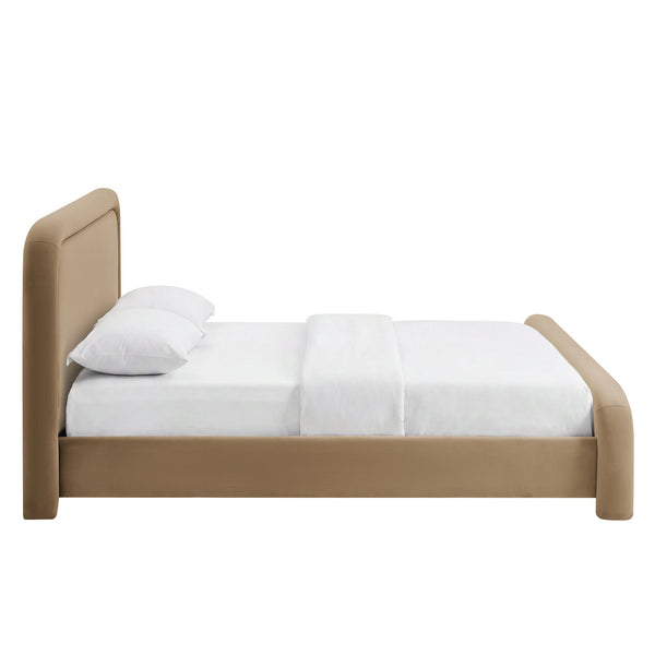 Modway Furniture Beck Modway Performance Velvet King Bed Rounded Headboard Contemporary Bedroom Frame Taupe MOD-7383-TAU