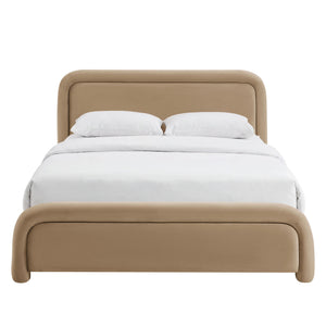 Modway Furniture Beck Modway Performance Velvet King Bed Rounded Headboard Contemporary Bedroom Frame Taupe MOD-7383-TAU