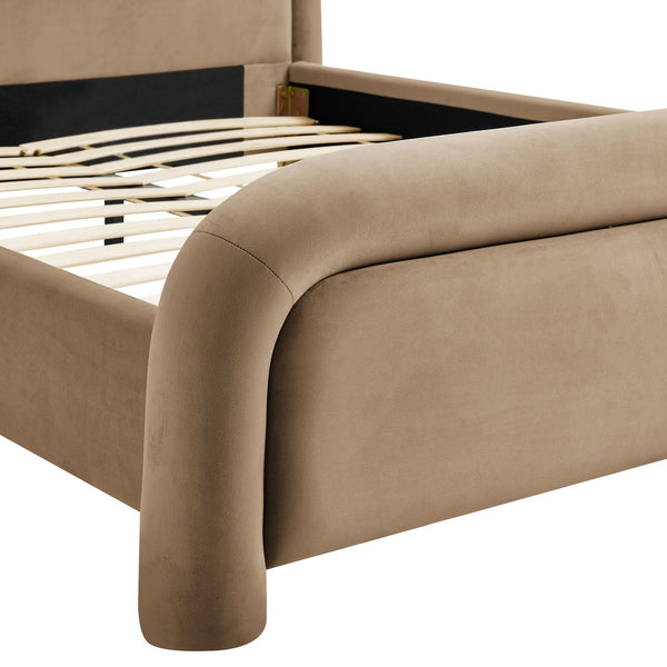 Modway Furniture Beck Modway Performance Velvet King Bed Rounded Headboard Contemporary Bedroom Frame Taupe MOD-7383-TAU