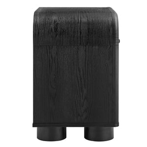 Modway Furniture Bellamy Curved Nightstand with Open Shelf Mid-Century Modern Sculptural Bedroom Piece Black MOD-7384-BLK