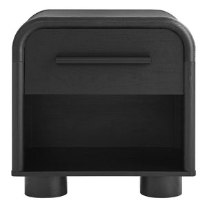 Modway Furniture Bellamy Curved Nightstand with Open Shelf Mid-Century Modern Sculptural Bedroom Piece Black MOD-7384-BLK