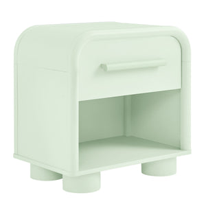 Modway Furniture Bellamy Curved Nightstand with Open Shelf Mid-Century Modern Sculptural Bedroom Piece Green MOD-7384-SAG