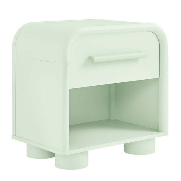 Modway Furniture Bellamy Curved Nightstand with Open Shelf Mid-Century Modern Sculptural Bedroom Piece Green MOD-7384-SAG