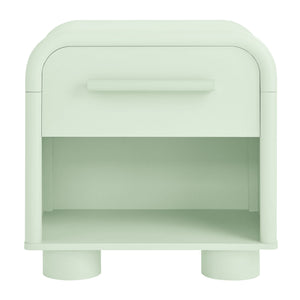 Modway Furniture Bellamy Curved Nightstand with Open Shelf Mid-Century Modern Sculptural Bedroom Piece Green MOD-7384-SAG