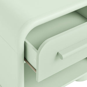 Modway Furniture Bellamy Curved Nightstand with Open Shelf Mid-Century Modern Sculptural Bedroom Piece Green MOD-7384-SAG