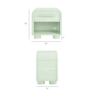 Modway Furniture Bellamy Curved Nightstand with Open Shelf Mid-Century Modern Sculptural Bedroom Piece Green MOD-7384-SAG