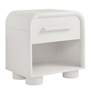 Modway Furniture Bellamy Curved Nightstand with Open Shelf Mid-Century Modern Sculptural Bedroom Piece White MOD-7384-WHI