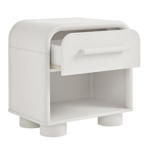 Modway Furniture Bellamy Curved Nightstand with Open Shelf Mid-Century Modern Sculptural Bedroom Piece White MOD-7384-WHI