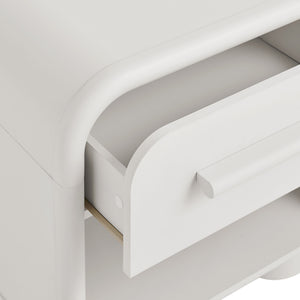 Modway Furniture Bellamy Curved Nightstand with Open Shelf Mid-Century Modern Sculptural Bedroom Piece White MOD-7384-WHI