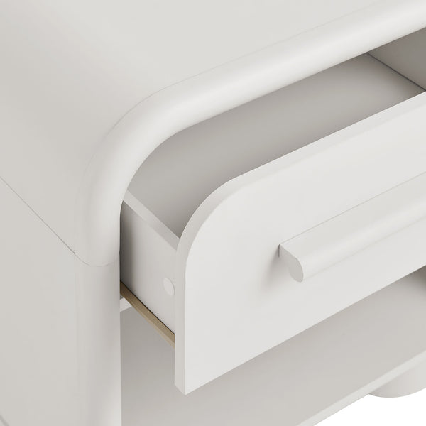 Modway Furniture Bellamy Curved Nightstand with Open Shelf Mid-Century Modern Sculptural Bedroom Piece White MOD-7384-WHI