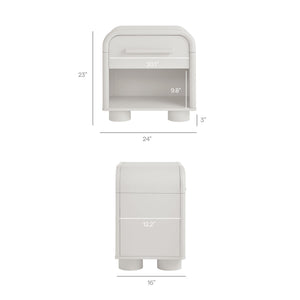 Modway Furniture Bellamy Curved Nightstand with Open Shelf Mid-Century Modern Sculptural Bedroom Piece White MOD-7384-WHI