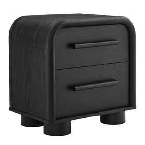 Modway Furniture Bellamy Curved Two Drawer Nightstand with Sculptural Form for Modern Bedrooms Black MOD-7385-BLK