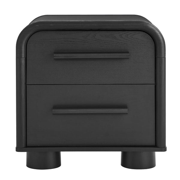 Modway Furniture Bellamy Curved Two Drawer Nightstand with Sculptural Form for Modern Bedrooms Black MOD-7385-BLK