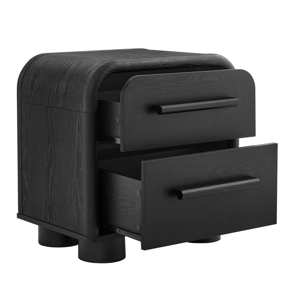 Modway Furniture Bellamy Curved Two Drawer Nightstand with Sculptural Form for Modern Bedrooms Black MOD-7385-BLK