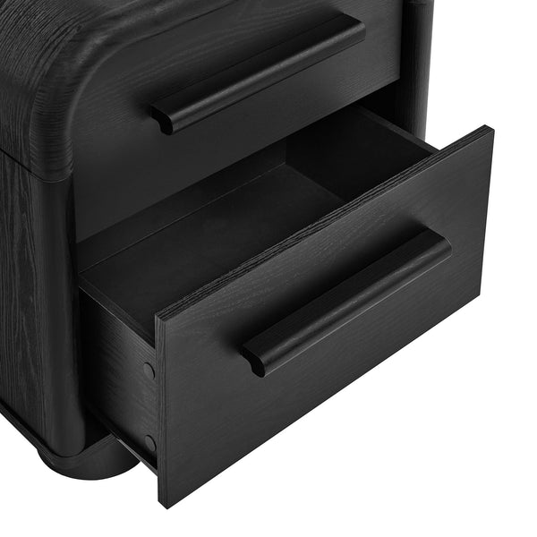 Modway Furniture Bellamy Curved Two Drawer Nightstand with Sculptural Form for Modern Bedrooms Black MOD-7385-BLK