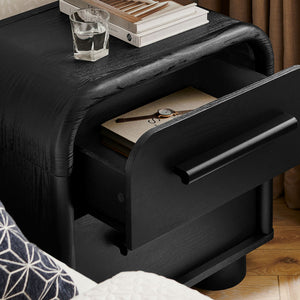Modway Furniture Bellamy Curved Two Drawer Nightstand with Sculptural Form for Modern Bedrooms Black MOD-7385-BLK