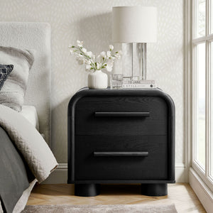 Modway Furniture Bellamy Curved Two Drawer Nightstand with Sculptural Form for Modern Bedrooms Black MOD-7385-BLK