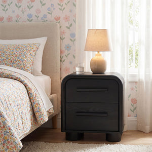 Modway Furniture Bellamy Curved Two Drawer Nightstand with Sculptural Form for Modern Bedrooms Black MOD-7385-BLK