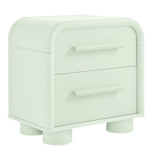 Modway Furniture Bellamy Curved Two Drawer Nightstand with Sculptural Form for Modern Bedrooms Green MOD-7385-SAG